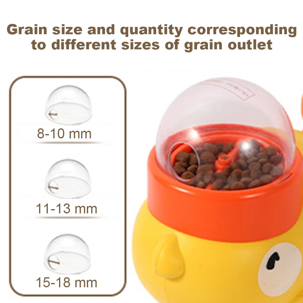 Yellow Duck Pet Automatic Feeder Adjustable Dog Snack Feeder Non Slip Pet Interactive Toy for Dog Cat Intelligent Training Toy