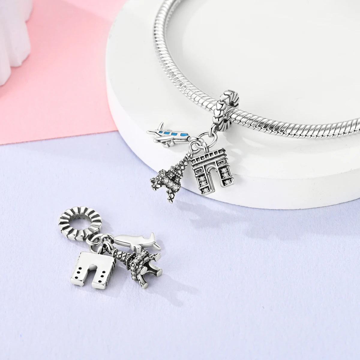 Original Charms 925 Silver Plated Bee Moon Star Pendant Fit Bracelet Making For Woman Fashion Jewelry