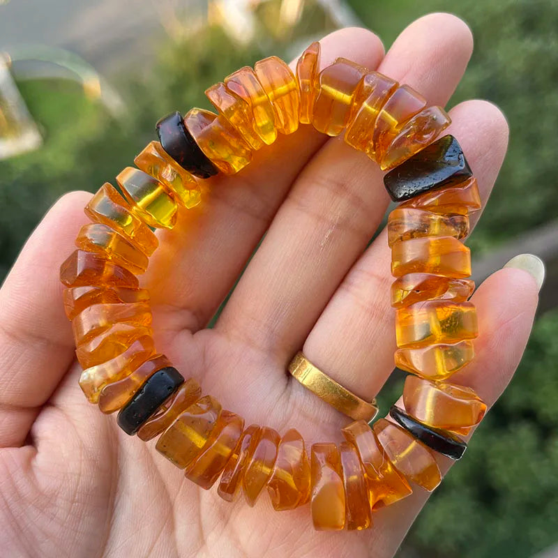 Big Natural Amber Bracelet for Unisex Gift Irregular New Unique 100% Genuine Ambre Diy Beads Healing Jewelry Supplier Wholesale