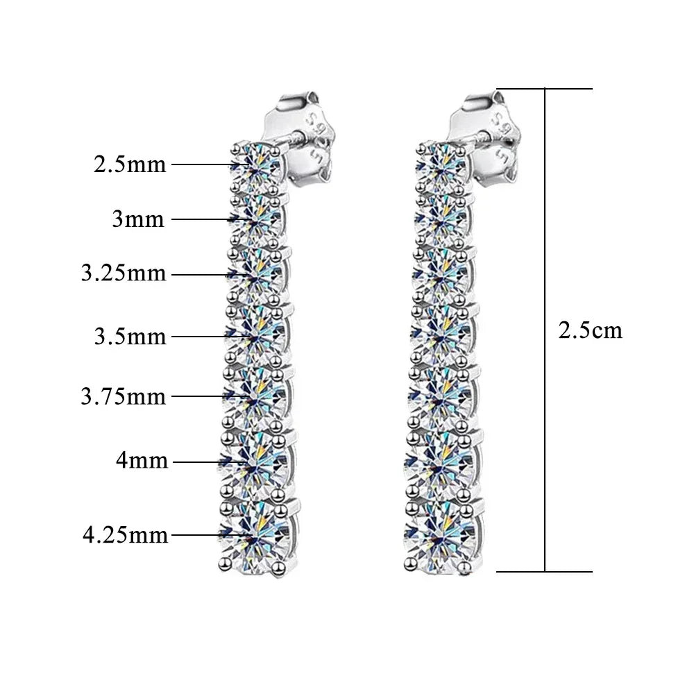 FEOBUR 2.8CT Full Moissanite Drop Earrings for Women Original 925 Sterling Silver Tassel Dangle Earrings Bridal Wedding Jewelry