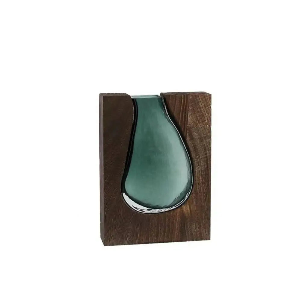 Flower Arrangement Bottle Wooden Glass Vase Creative Modern Hydroponic Flower Holder Exquisite Transparent Flower Pot Homestay