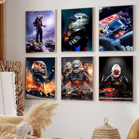 F1 Racer M-Max V-Verstappen Poster Self Adhesive Painting Living Room Office Decoration Bedroom Home Wall Sticker Prints