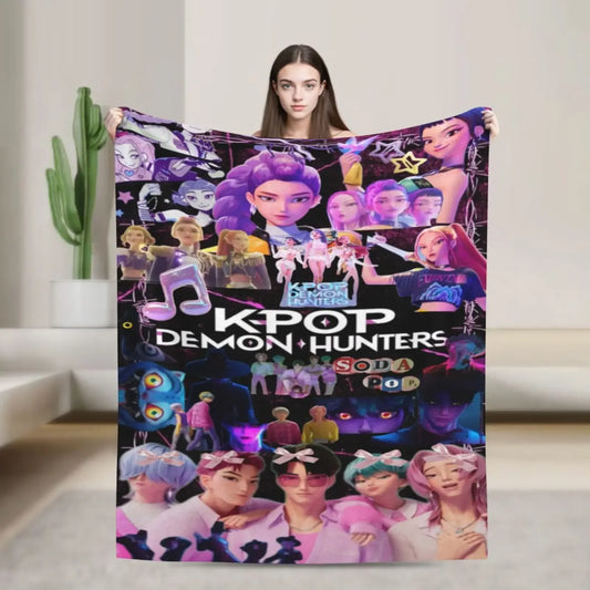 Cool K-Pop Demon Anime Hunter Super Soft Flannel Blanket