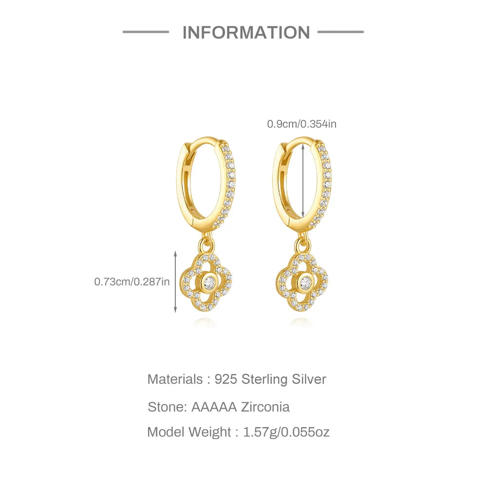 ROXI 925 Sterling Silver luxury leaf Design zircon Charms hoop earrings for women Shiny Zircon Wedding Party jewelry gift plata