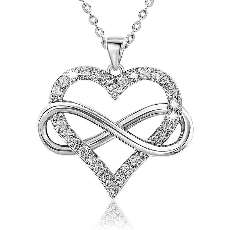 Nice 925 Sterling Silver Necklace Pendant Heart 5A Zircon Gem For Women Fashion Clavicle Chain Wedding  Jewelry Party Gift