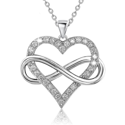 Nice 925 Sterling Silver Necklace Pendant Heart 5A Zircon Gem For Women Fashion Clavicle Chain Wedding  Jewelry Party Gift