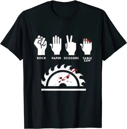 Rock Paper Scissors Table Saw Funny Carpenter T-Shirt