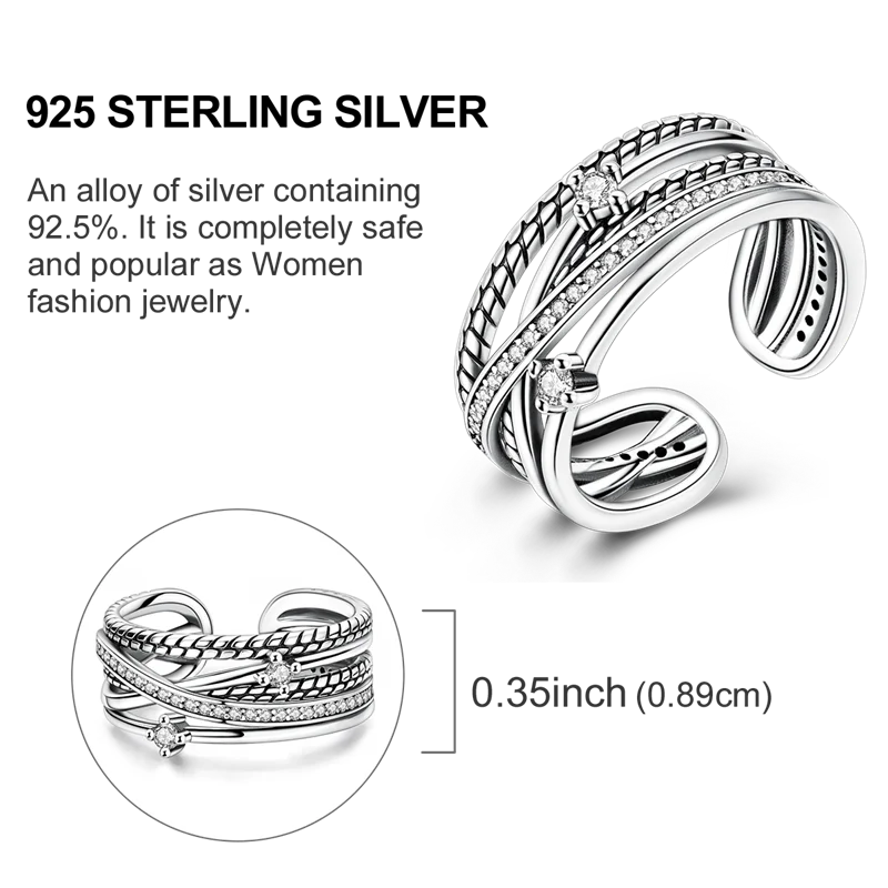 New 925 Sterling Silver Open Ring Hollow Rose Infinite Love Simple Ring Women Wedding Engagement Party Jewelry Gift