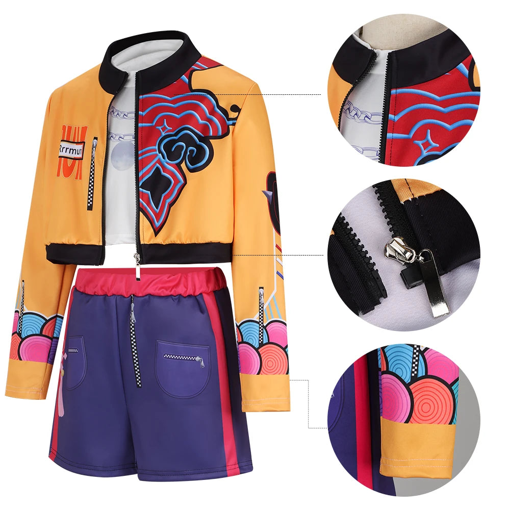 Kids Kpop Demon Hunters Rumi Zoey Mira Cosplay Huntrix Costume For Girls Clothes