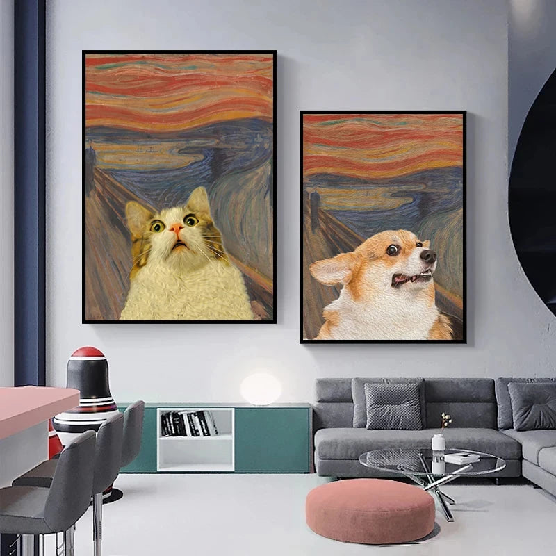 Tape Collage Canvas Painting Shy Girl Poster and Print The Classy Kiss Wall Art Picture for Living Room Home Wall Decoration