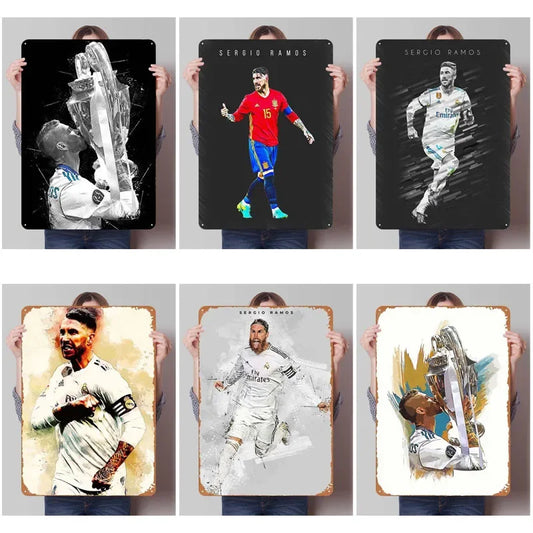 Sergio Ramos Metal Sign Sports Poster Room Decoration Man Cave Vintage Tinplate Sign Plaque for Wall Art Decoration Retro Home
