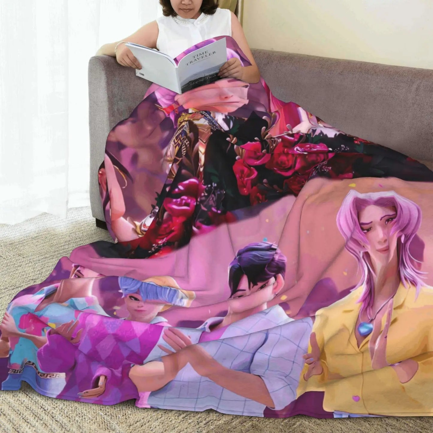 Funny Sajaboys & Huntrix Girls Cozy Super Soft Flannel Blanket