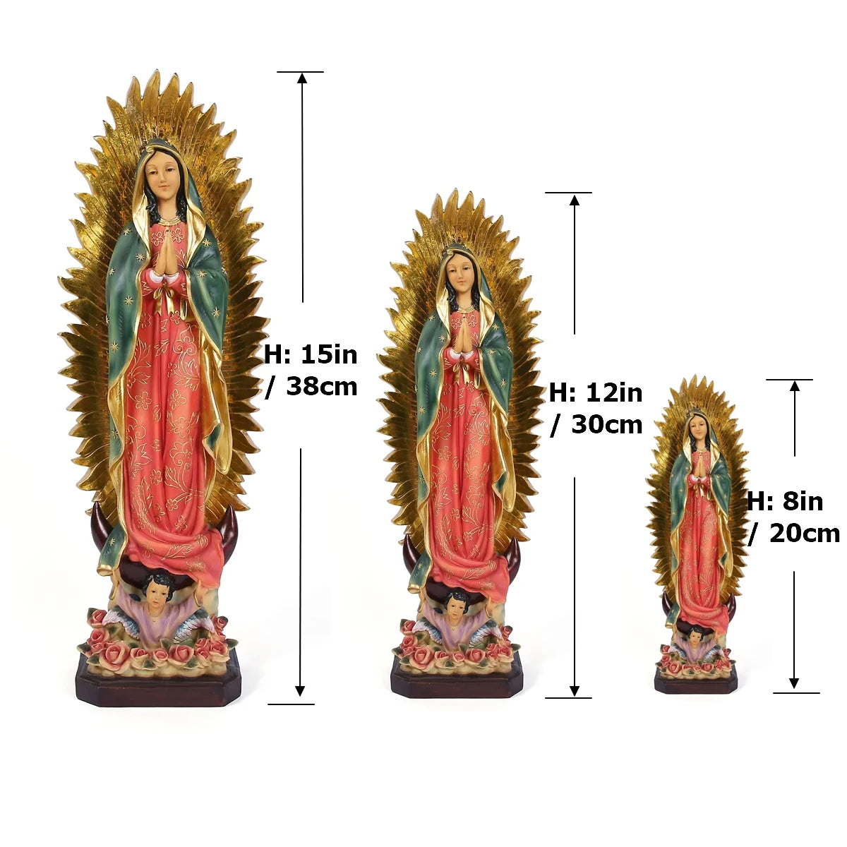 1PC 8 inch our lady of virgin mary statues Guadalupe Resin sculpture Ideal Gift for Religious Indoor Decoration