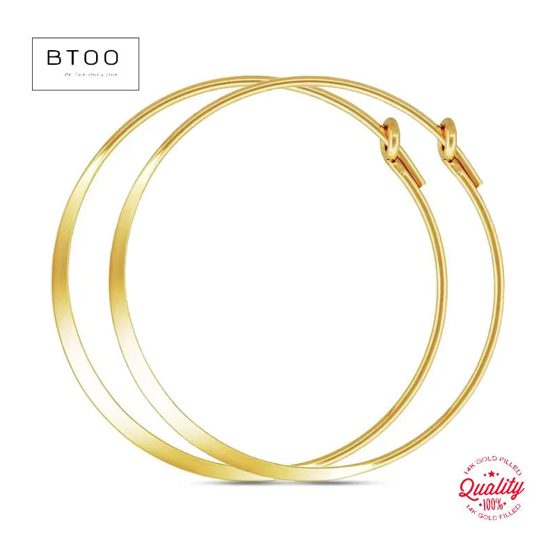 14K Gold Filled Flattened Wire Hoop Earrings Gold Jewelry Gold Hoop Earrings Brincos Pendientes Oorbellen Boho Women Earrings