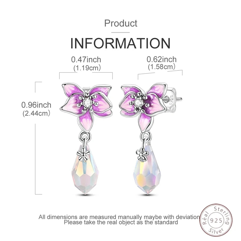 New 925 Sterling Silver Earrings Pendant Simple Shiny Flower Pearl Zircon Wedding Women Jewelry Gift