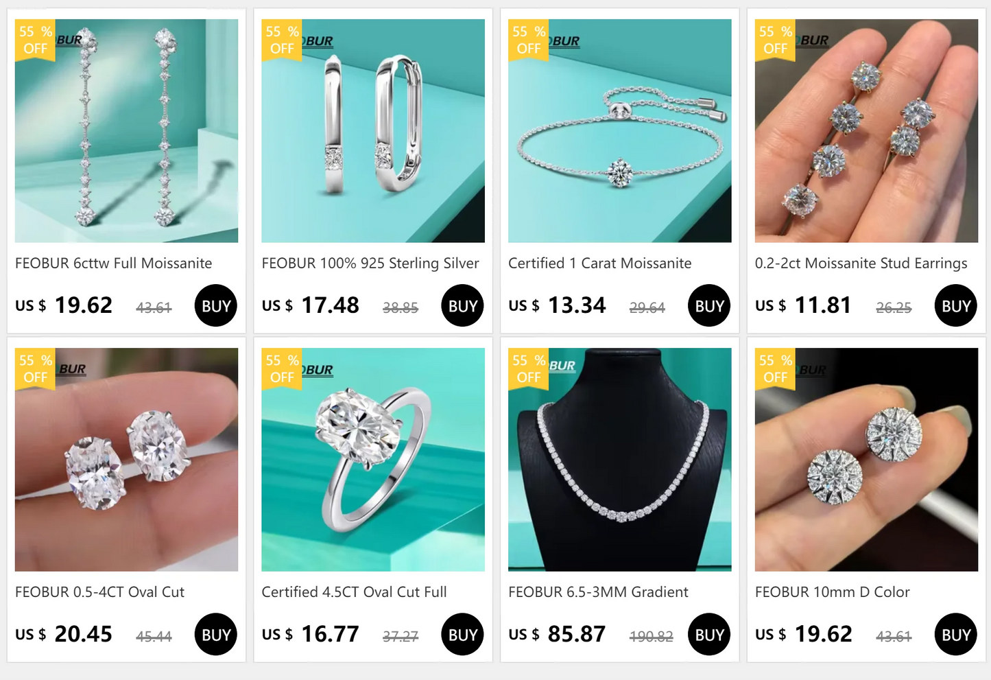 FEOBUR 2.8CT Full Moissanite Drop Earrings for Women Original 925 Sterling Silver Tassel Dangle Earrings Bridal Wedding Jewelry