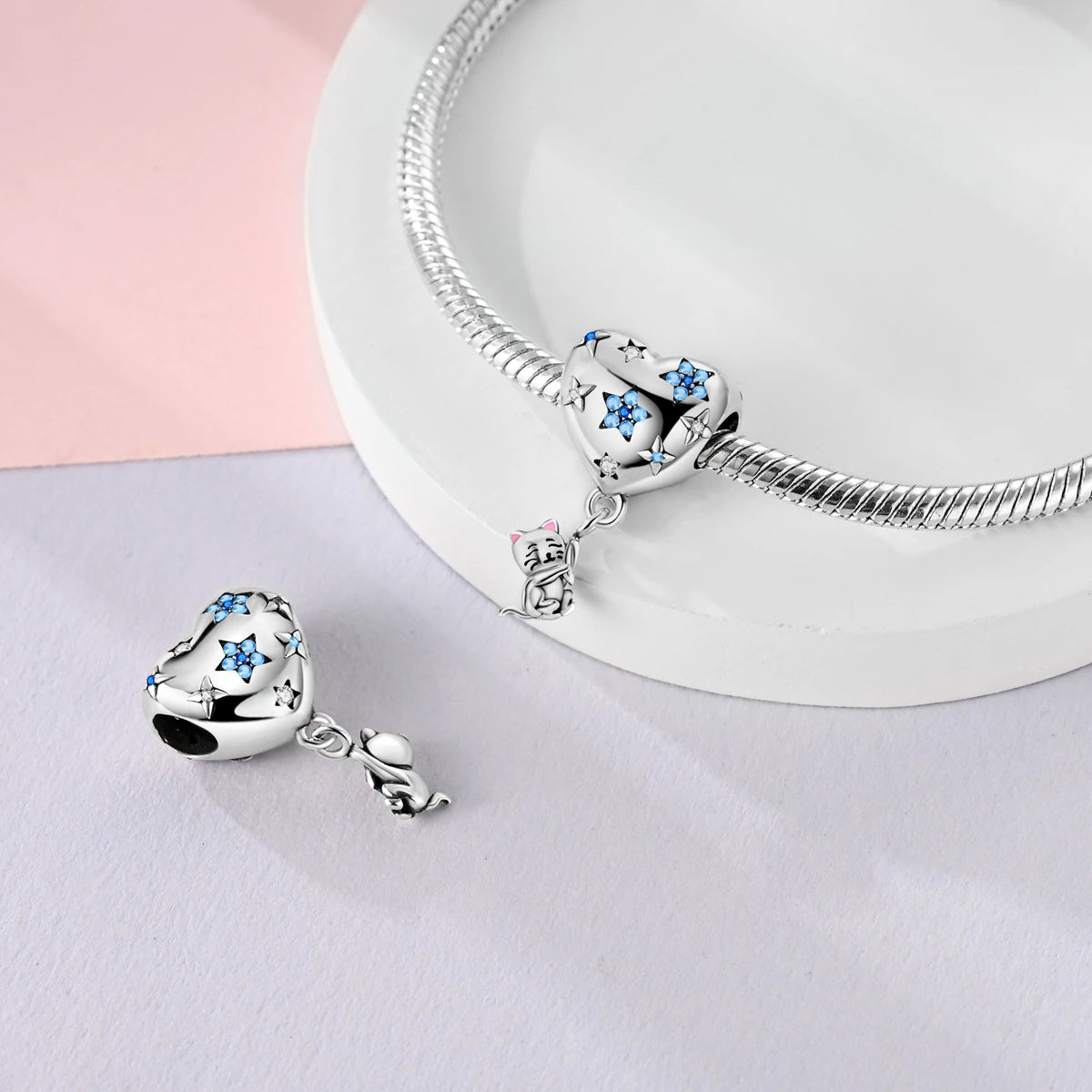 Original Charms 925 Silver Plated Bee Moon Star Pendant Fit Bracelet Making For Woman Fashion Jewelry