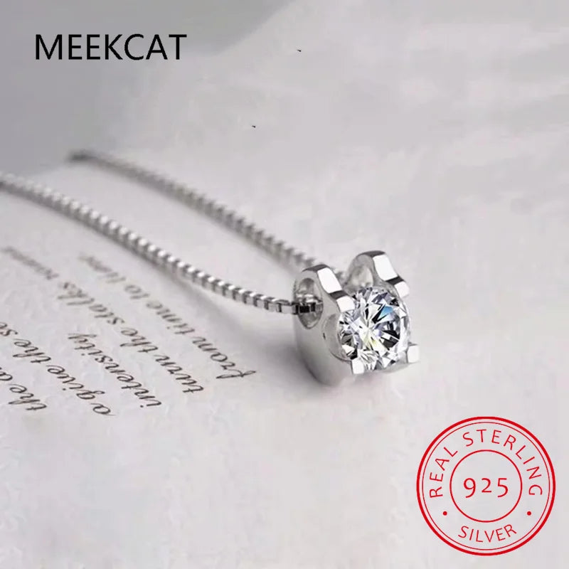 925 Sterling Silver 2ct Moissanite Diamond Necklace VVS1 D Color Pendant Necklace Wedding Jewelry for Women Girls Gift
