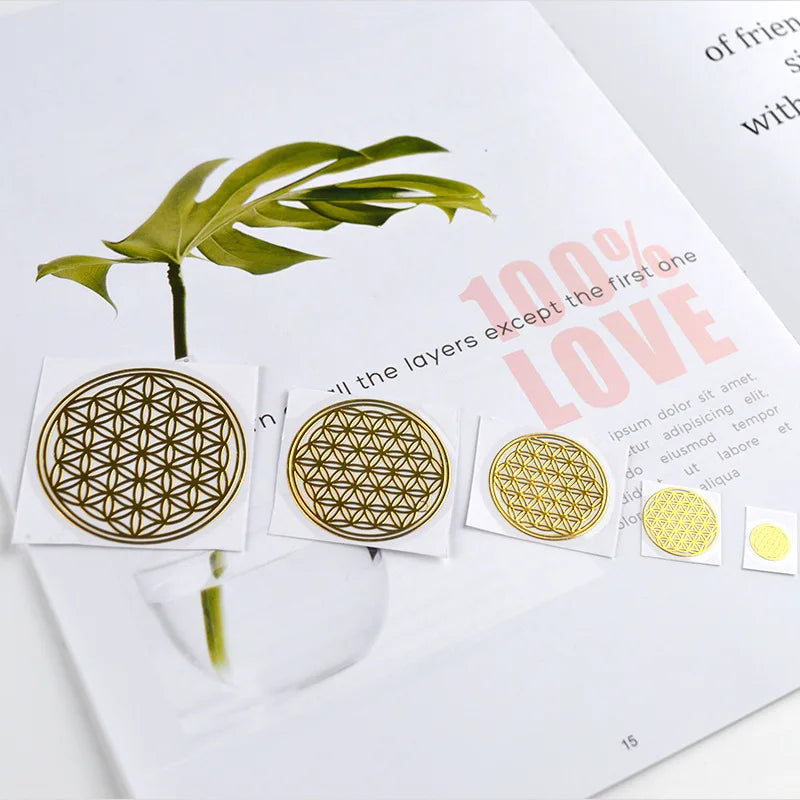 6PCS/Lot Flower of Life Copper Energy Stickers Phone Case Sticker Crafts DIY Jewelry Making