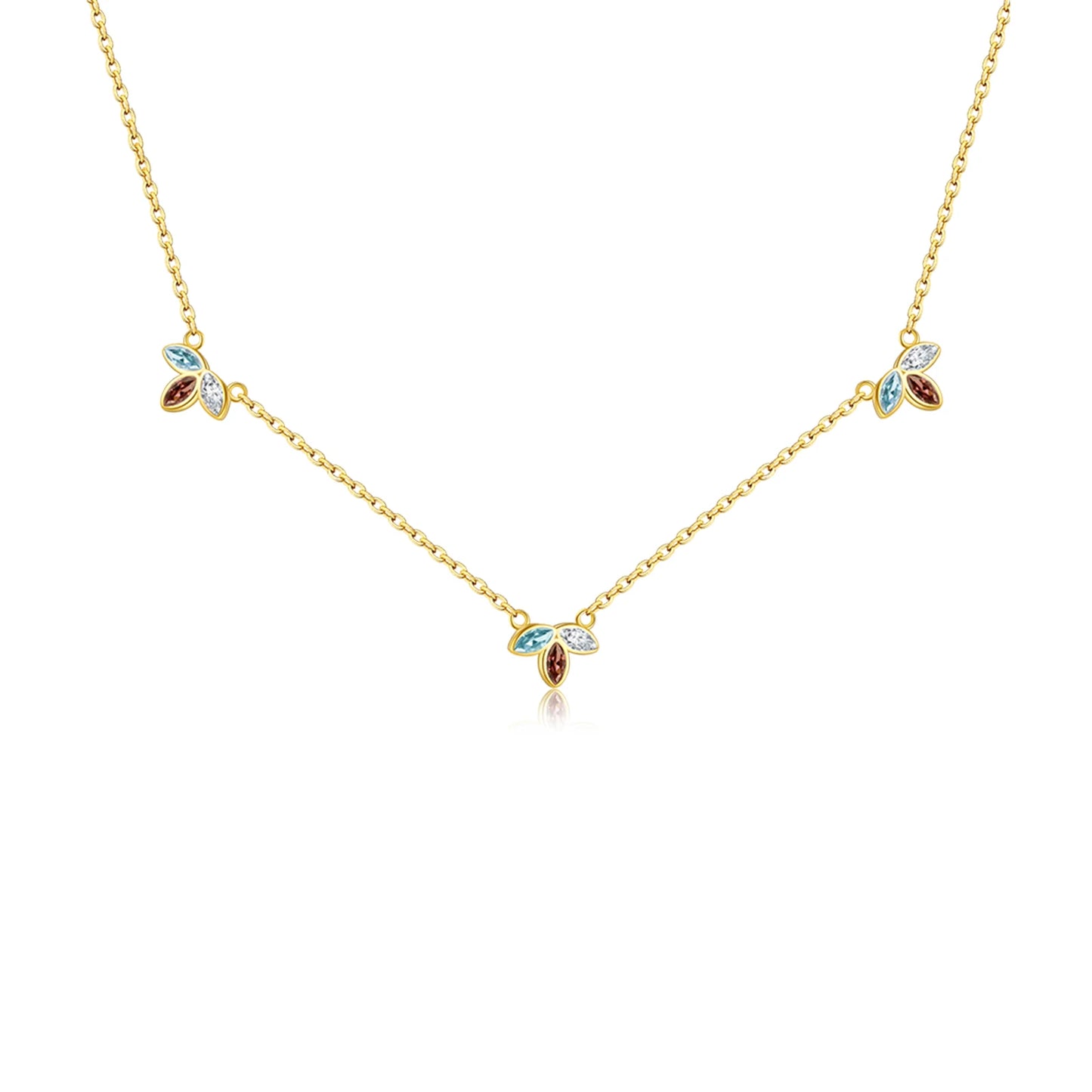ANDYWEN 925 Sterling Silver Gold Three Zircon Queen Flower Pendant Necklace Long Choker Women Wedding Luxury FineJewelry Gift