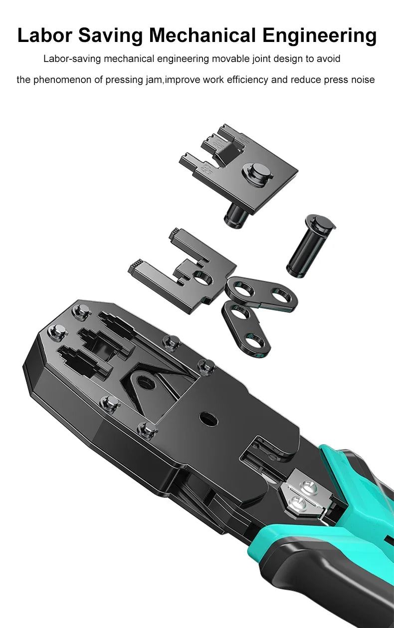 SAMZHE RJ45 Crimp Plier Pass Through Crimper Stripper Cutter for Cat7 Cat6 Cat5e 8P8C Modular Connector Ethernet Wire Tool