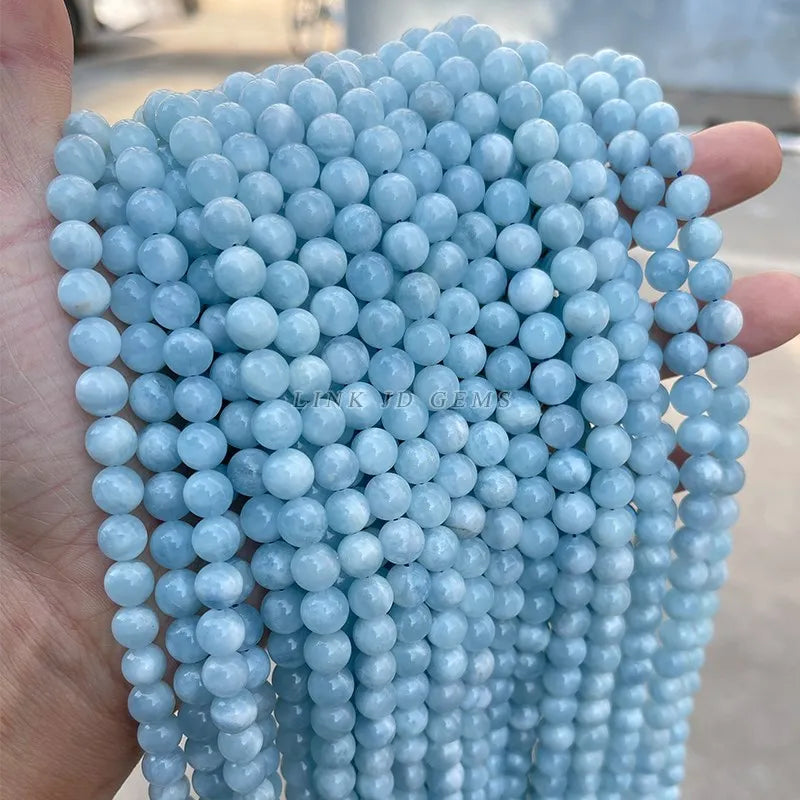 Hight Quality 7A Natural Stone Aquamarine Beads Round Spacer Loose Beads Diy Bracelet For Jewelry Making 6-12mm Pick Size 15inch
