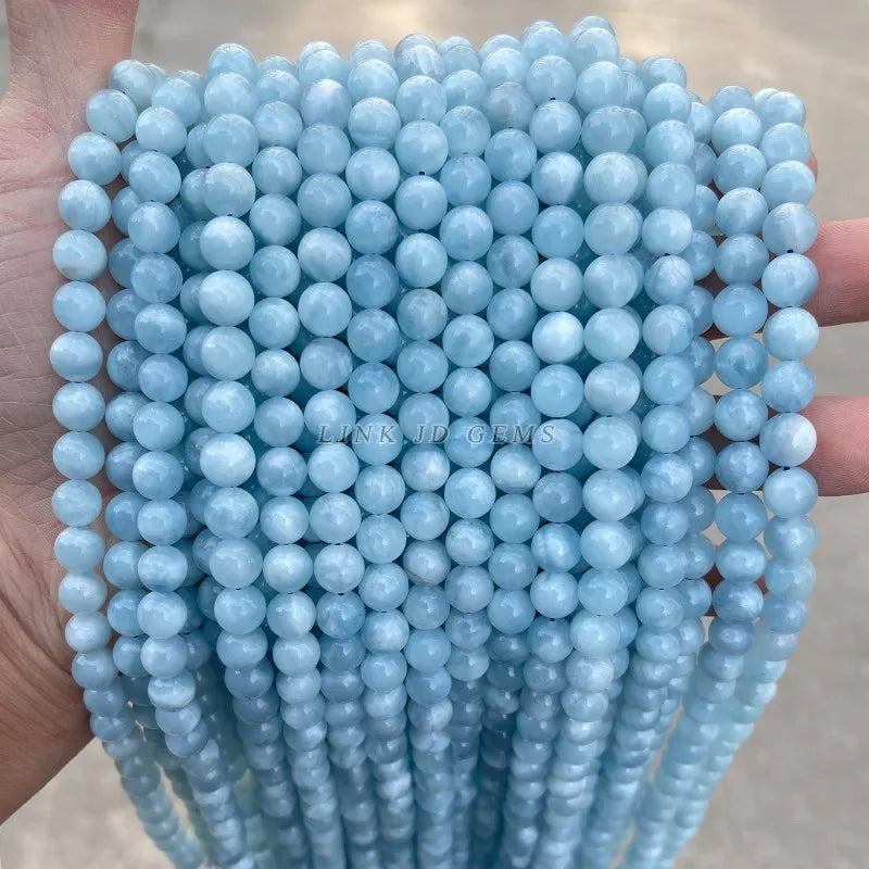 Hight Quality 7A Natural Stone Aquamarine Beads Round Spacer Loose Beads Diy Bracelet For Jewelry Making 6-12mm Pick Size 15inch