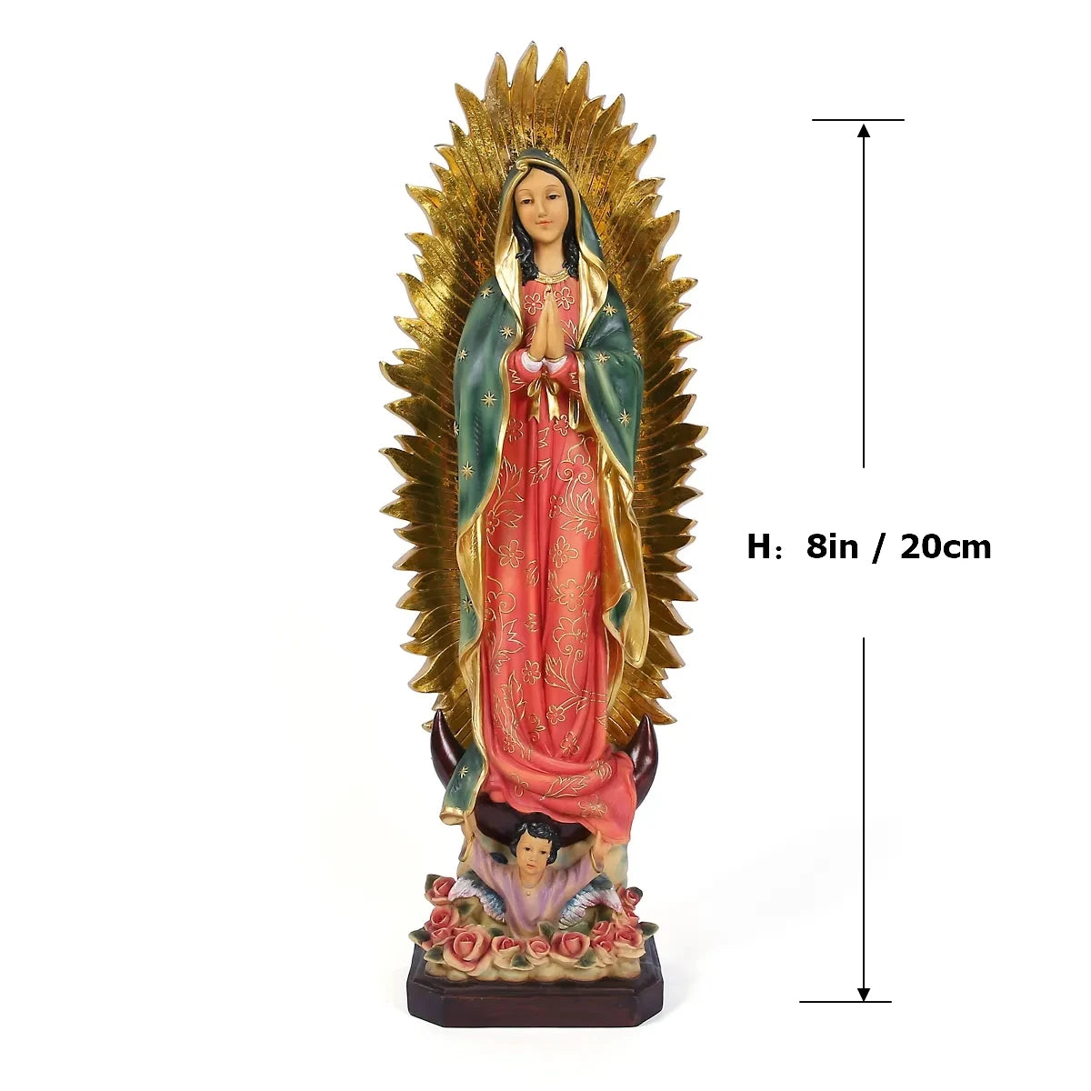 1PC 8 inch our lady of virgin mary statues Guadalupe Resin sculpture Ideal Gift for Religious Indoor Decoration