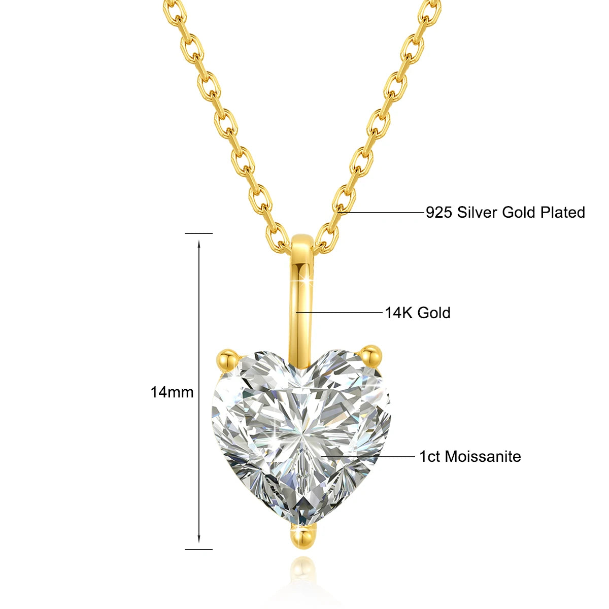 Oval Cut Moissanite Diamond Pendant 14K Gold for Women 2CT 3CT D VVS1 100% Au585 Necklaces for Anniversary Gifts Classic Jewelry