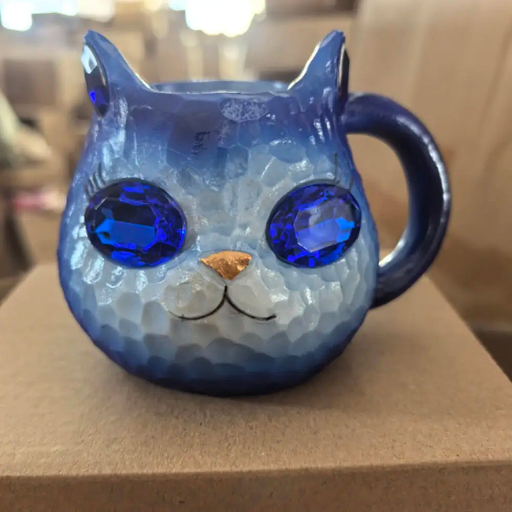 Cat Mineral Crystal Coffee Mugs Handmade Resin