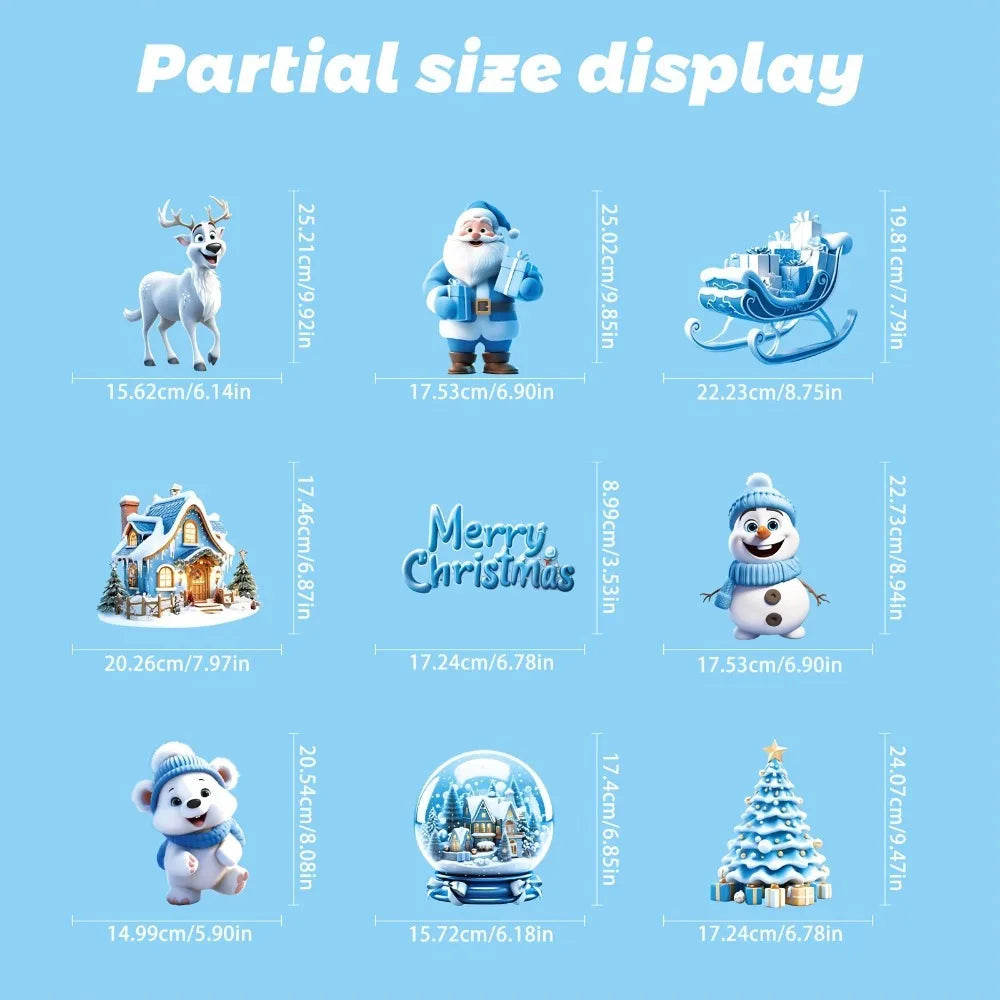 Christmas Festive Window Clings 9 Sheets/110pcs Merry Christmas Stickers for Glass Windows - Snowflake, Reindeer, Santa
