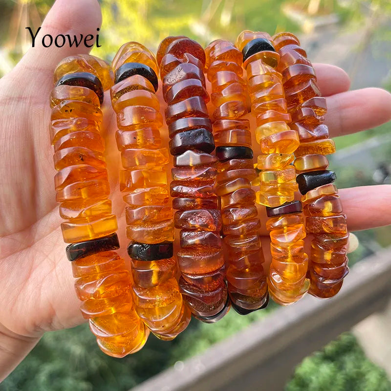 Big Natural Amber Bracelet for Unisex Gift Irregular New Unique 100% Genuine Ambre Diy Beads Healing Jewelry Supplier Wholesale