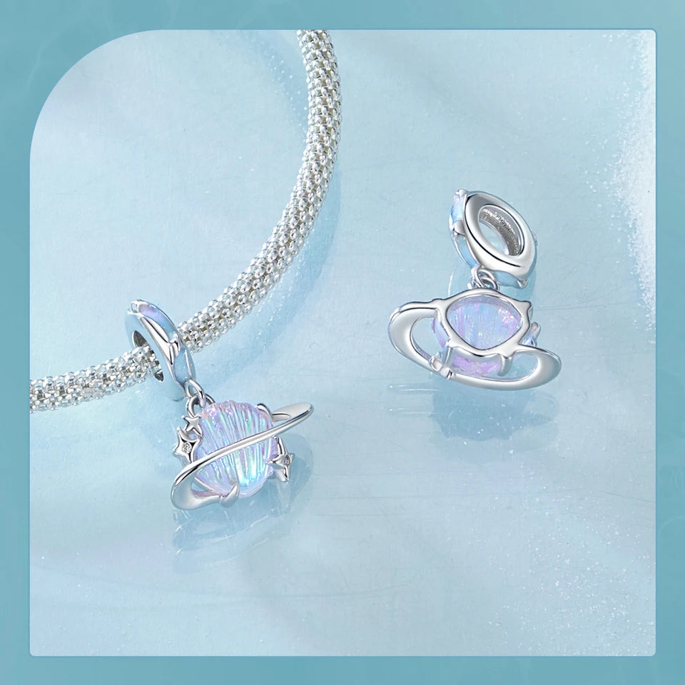 Bamoer 100% 925 Sterling Silver Romantic Crystal Butterfly Iris Charm For Women Fit Bracelet DIY Necklace Fine Jewelry Gift