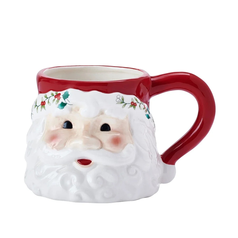 Winterberry Stoneware Santa Mug 16oz Holiday Coffee Tea Hot Chocolate Ceramic Gift Christmas Kitchen Decor Festive Tableware