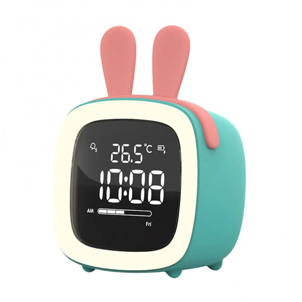 Cartoon Rabbit Deer Ear Alarm Clock Rechargeable Digital Display LED Nigh Light Table Clock Wall Clock Living Room LED Clock