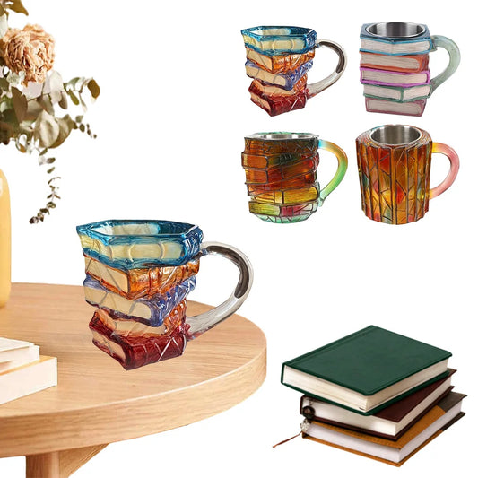 3D Painted Book Mug Wear Resist Creative Book-Shaped Drinkware Multi-Purpose Novelty Water Mug for Beer Wine Juice Tea Coffee