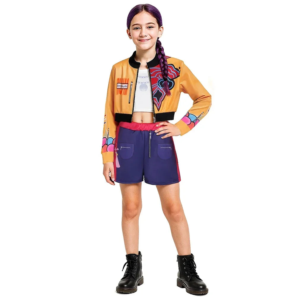 Kids Kpop Demon Hunters Rumi Zoey Mira Cosplay Huntrix Costume For Girls Clothes