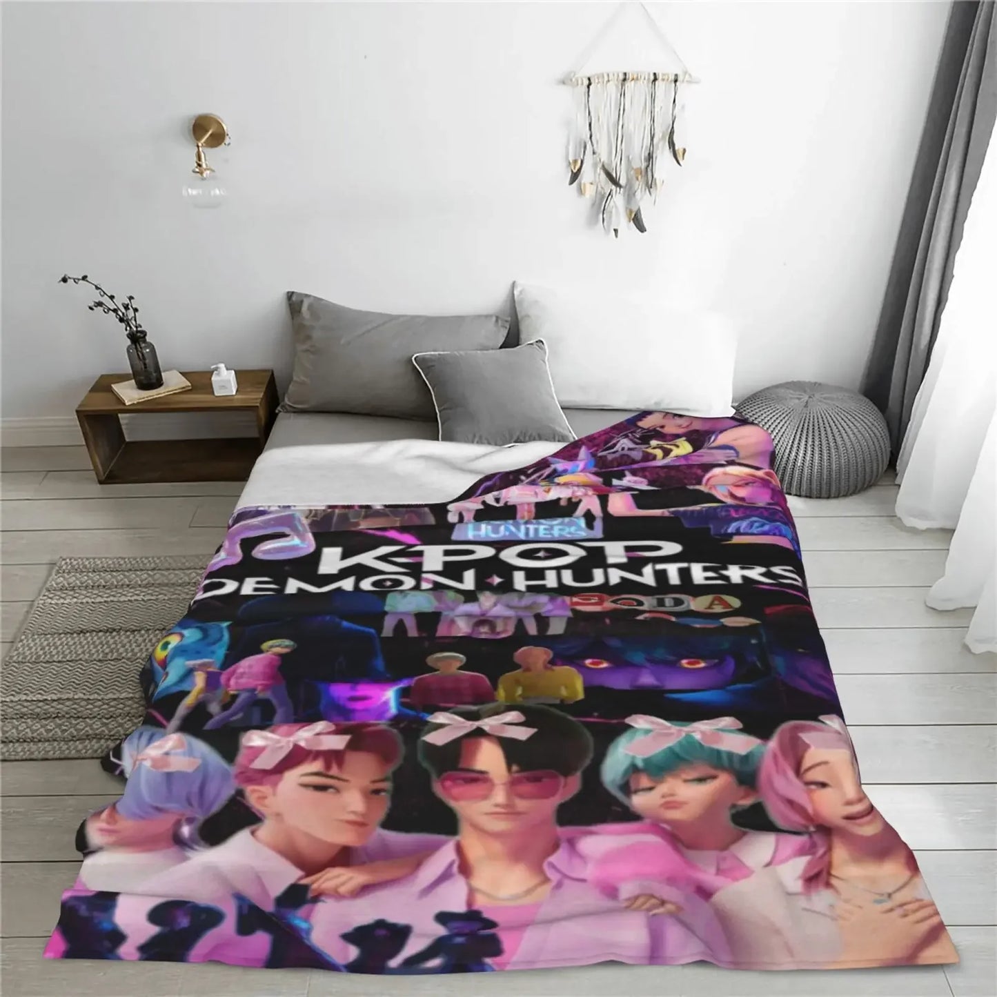 Cool K-Pop Demon Anime Hunter Super Soft Flannel Blanket