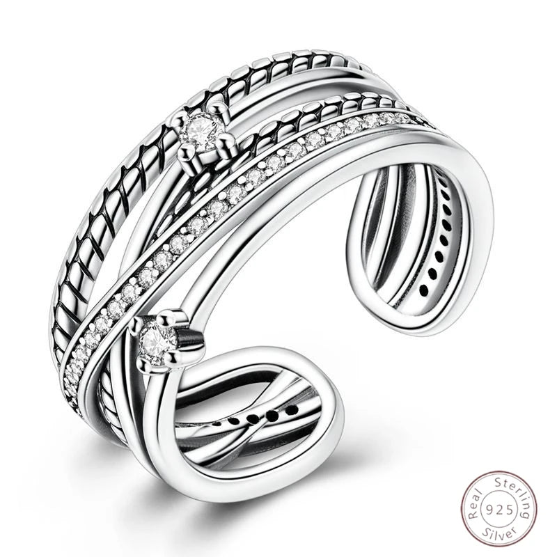 New 925 Sterling Silver Open Ring Hollow Rose Infinite Love Simple Ring Women Wedding Engagement Party Jewelry Gift