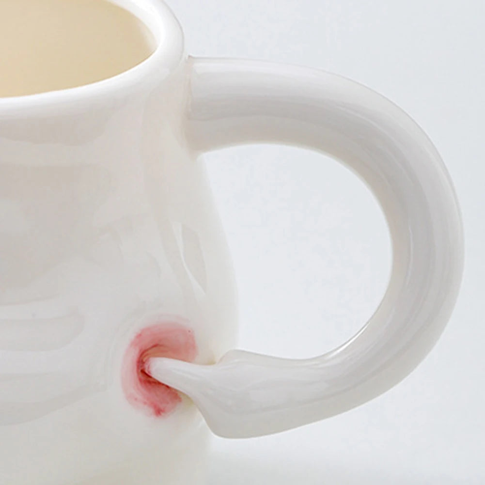 320ml Funny Coffee Mug with Hand Handle Cute Ceramic Mug Fat Belly Shaped Mug Weight Loss Encouragement Gift