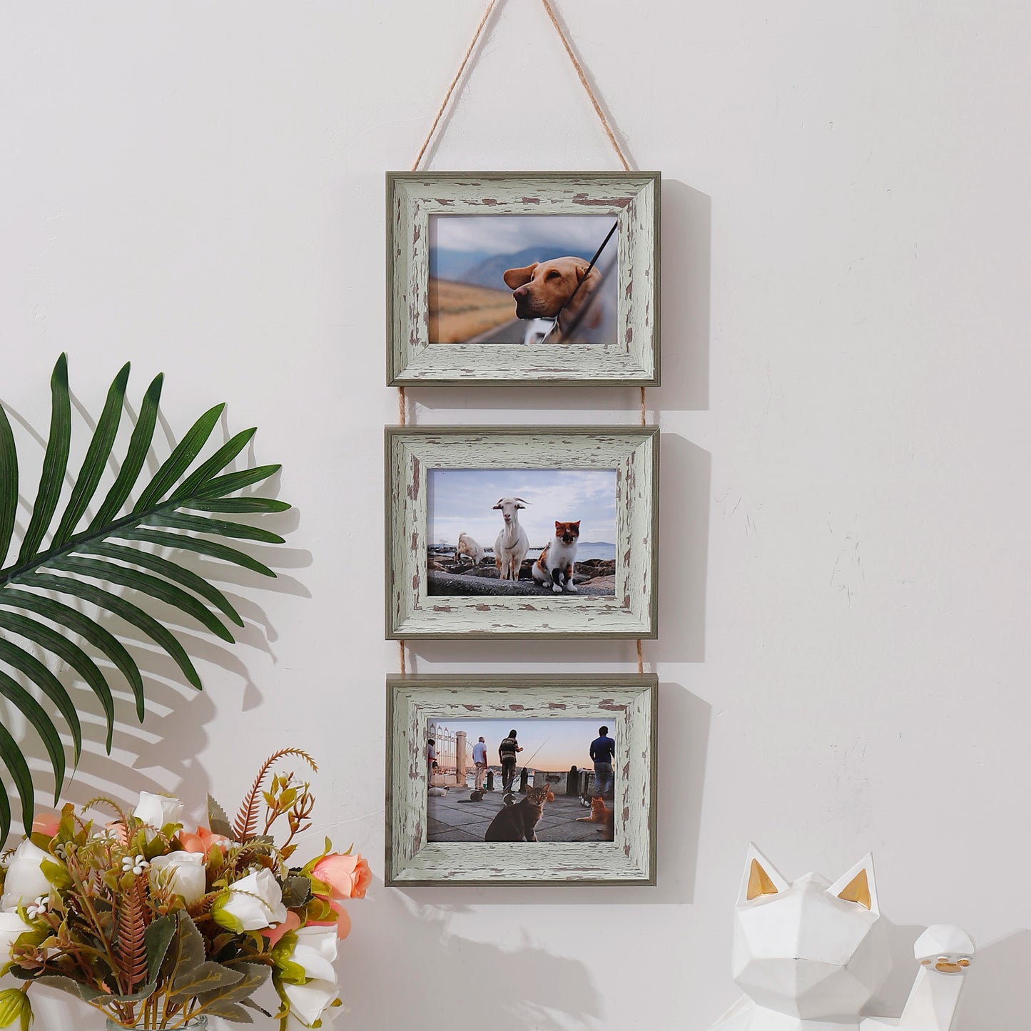 1pc triple 5 "horizontal plastic picture frame Hanging picture frame Splice frame Vertical wall decoration picture frame