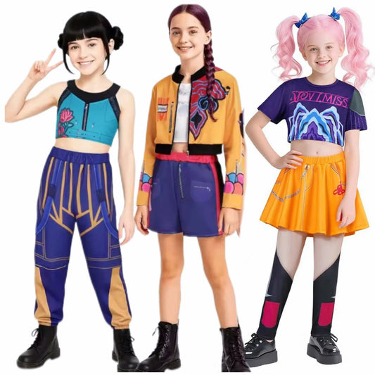 Kids Kpop Demon Hunters Rumi Zoey Mira Cosplay Huntrix Costume For Girls Clothes