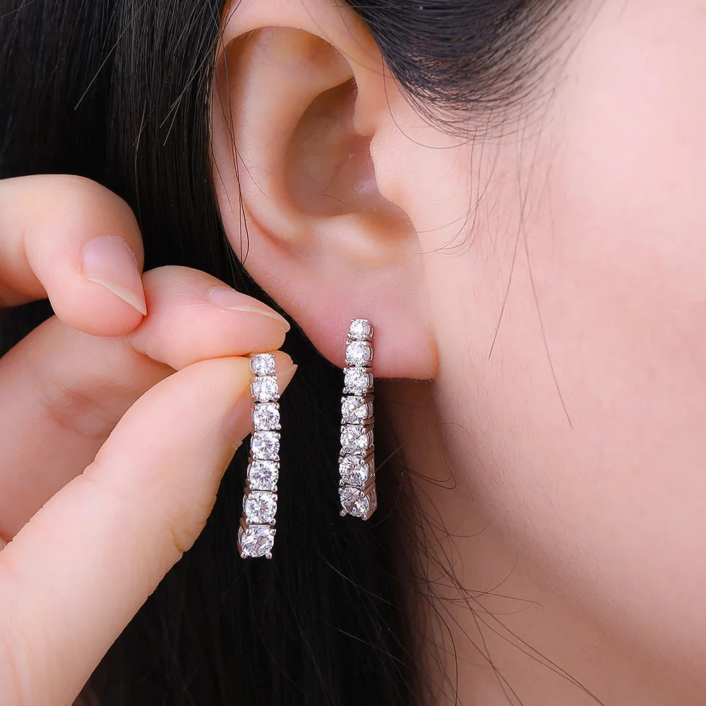 FEOBUR 2.8CT Full Moissanite Drop Earrings for Women Original 925 Sterling Silver Tassel Dangle Earrings Bridal Wedding Jewelry