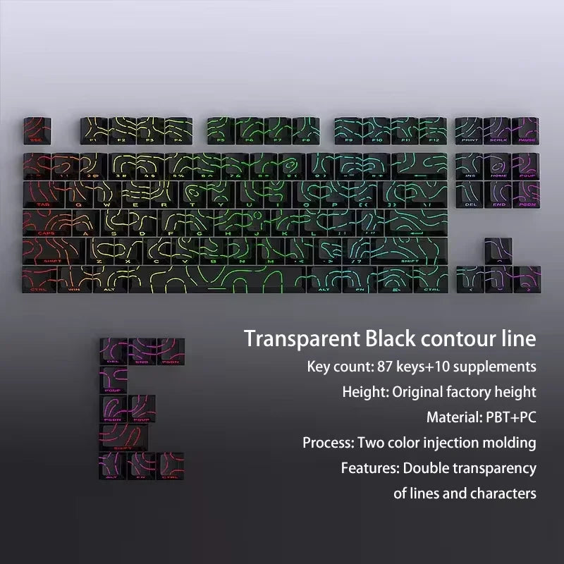 Contour 4.0 Side Engraved Keycap PBT Translucent 97 Key Gaming Mechanical Keyboard Key Cap White For Magnetic Switch