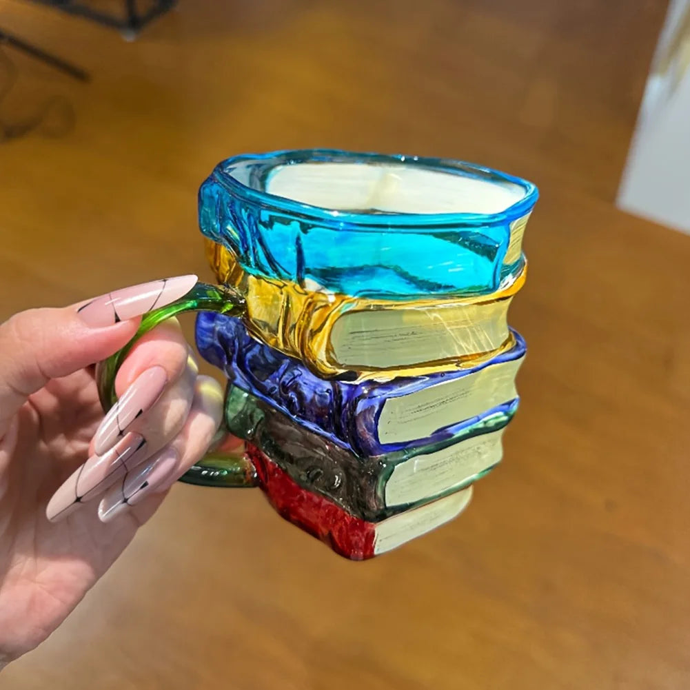 3D Painted Book Mug Wear Resist Unique Handmade Drink Cup Multi-Purpose Novelty Water Mug for Beer Wine Juice Tea Coffee