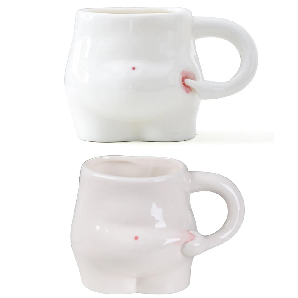 320ml Funny Coffee Mug with Hand Handle Cute Ceramic Mug Fat Belly Shaped Mug Weight Loss Encouragement Gift