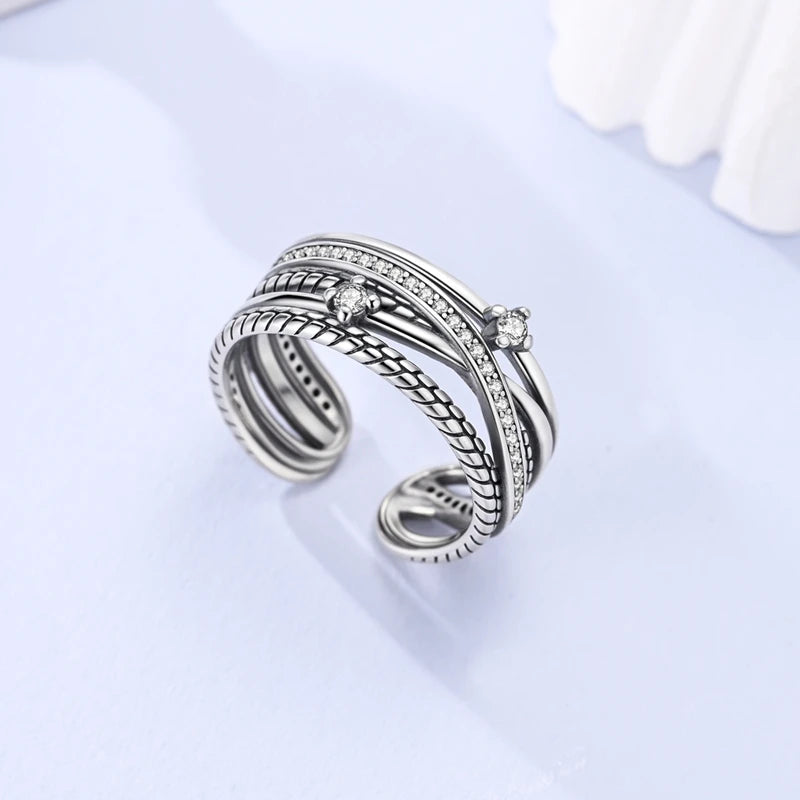 New 925 Sterling Silver Open Ring Hollow Rose Infinite Love Simple Ring Women Wedding Engagement Party Jewelry Gift