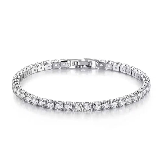 S925 Sterling Silver Bracelet Zirconia Tennis Ball Women Fashion Simple Engagement Wedding Charm Jewelry 4mm 16-20cm