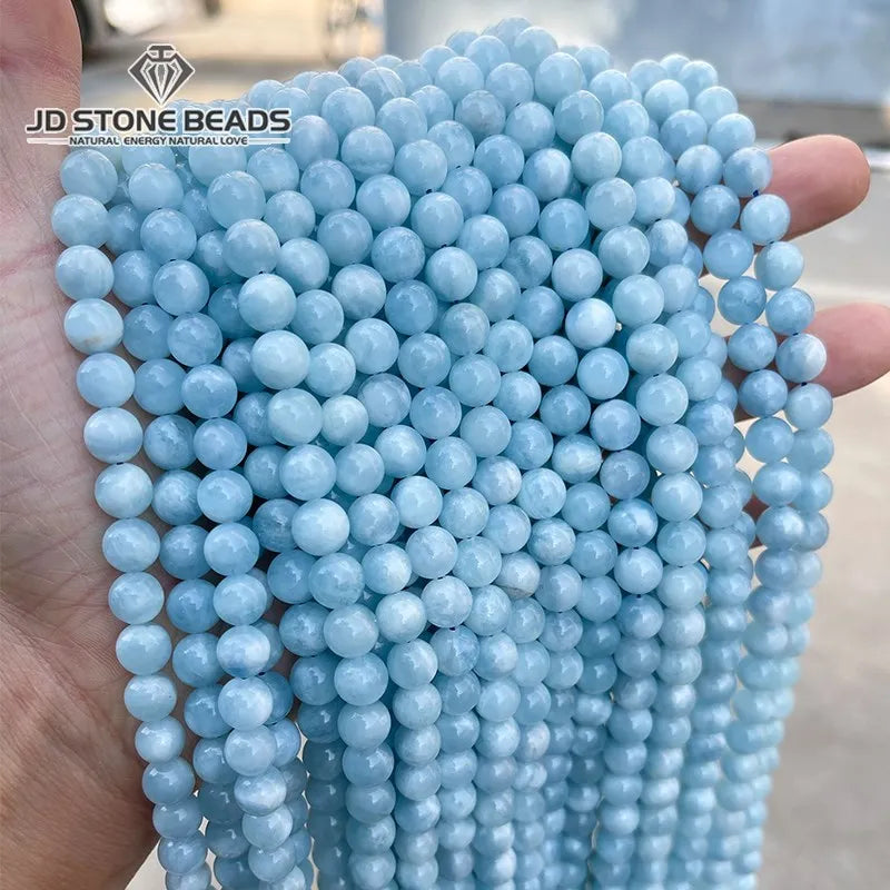 Hight Quality 7A Natural Stone Aquamarine Beads Round Spacer Loose Beads Diy Bracelet For Jewelry Making 6-12mm Pick Size 15inch
