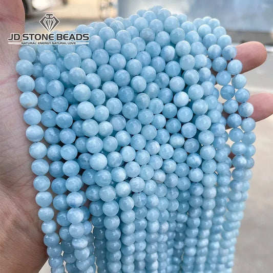 Hight Quality 7A Natural Stone Aquamarine Beads Round Spacer Loose Beads Diy Bracelet For Jewelry Making 6-12mm Pick Size 15inch